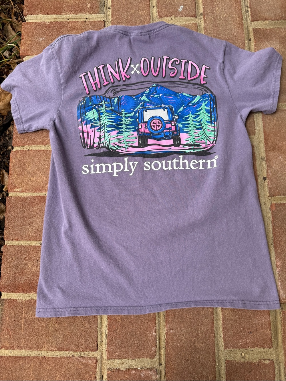 Simply Southern Kids "Think Outside" Lavender Graphic Tee